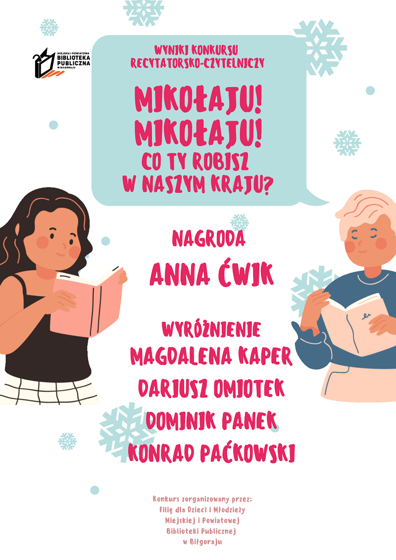 Plakat - konkurs recytatorsko-czytelniczy "Mikołaj"