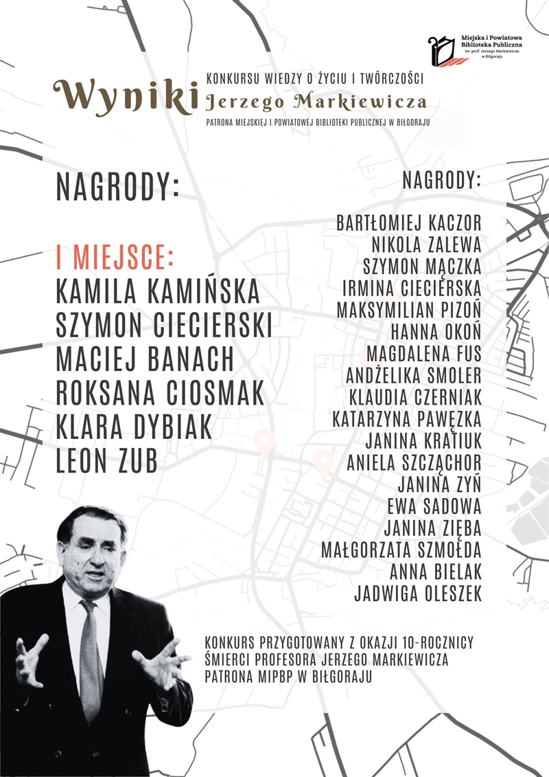 yniki „Konkursu wiedzy o życiu i twórczości Jerzego Markiewicza”