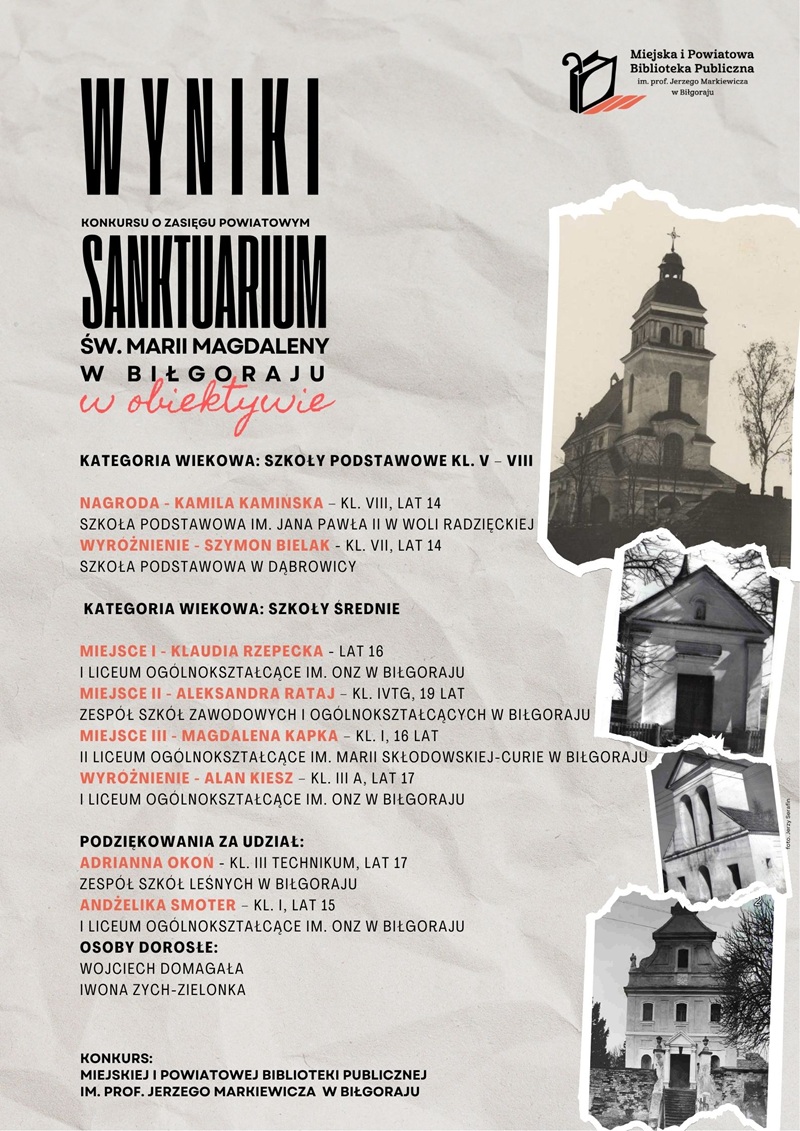 Wyniki konkursu fotograficznego Sanktuarium św. Marii Magdaleny w Biłgoraju w obiektywie.